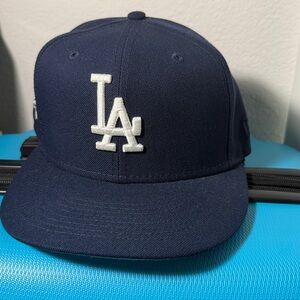 Navy Blue and Cream Los Angeles Dodgers 59Fifty Fitted Cap Size 7 3/8
